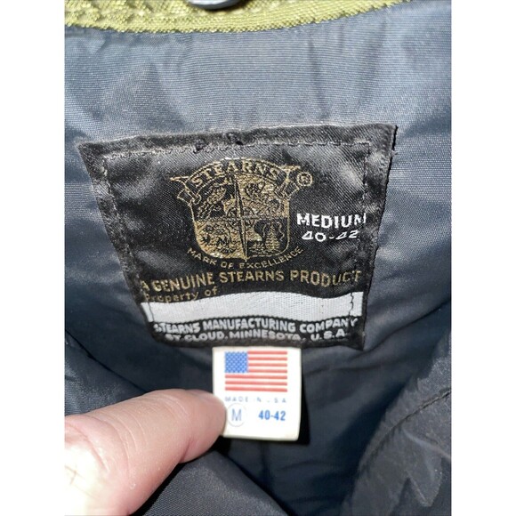 Stearns Men’s Jacket / Floatation Device Size Medium Green Hooded Outdoors Vtg. - Picture 2 of 13